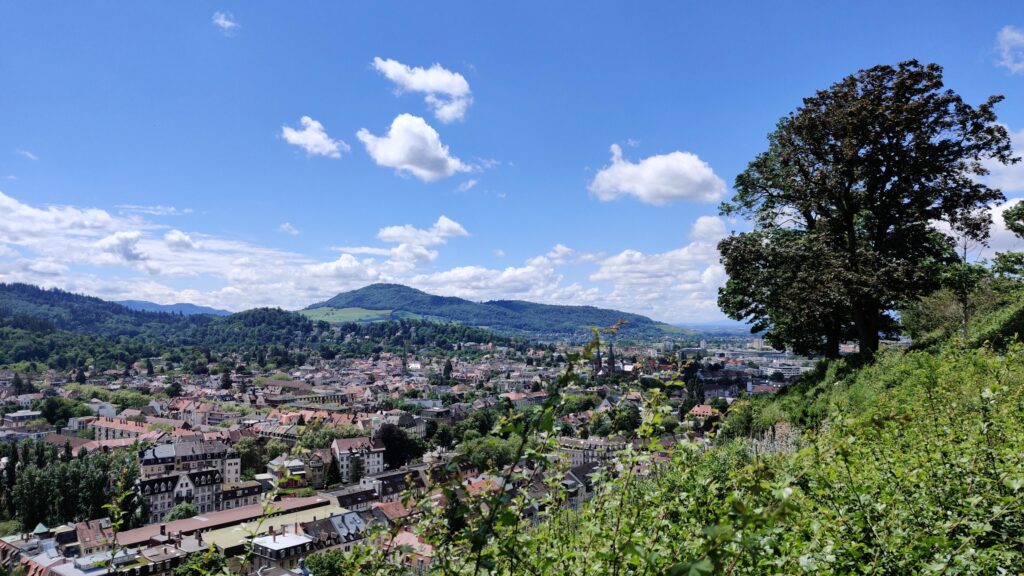 Die Stadt Freiburg schmiegt sich an den Schlossberg