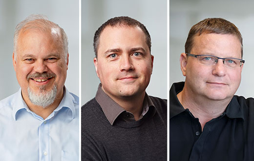 Three portraitpictures of the professors.