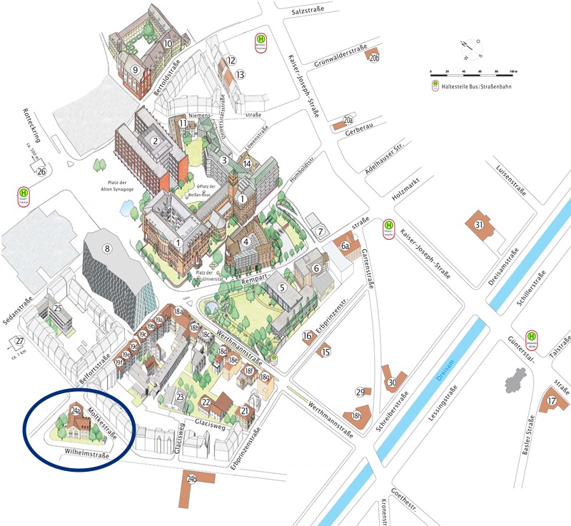 Lageplan des Universitätszentrums (Geisteswissenschaften)