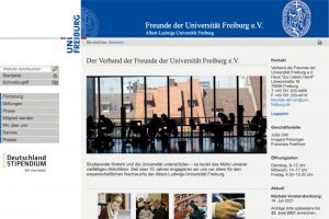 Screenshot der Webseite des Verbandes der Freunde der Universität Freiburg e.V.