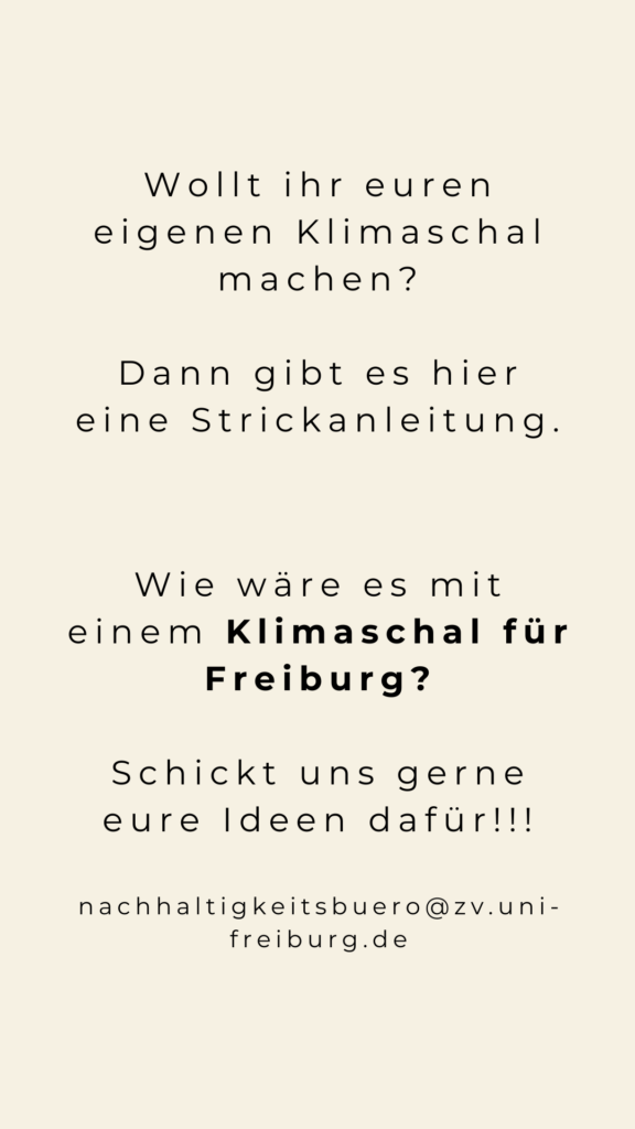 Tür 17 Klimaschalanleitung. Wie wäre es mit einem Klimaschal für Freiburgs Temperatur? Schickt und eure!