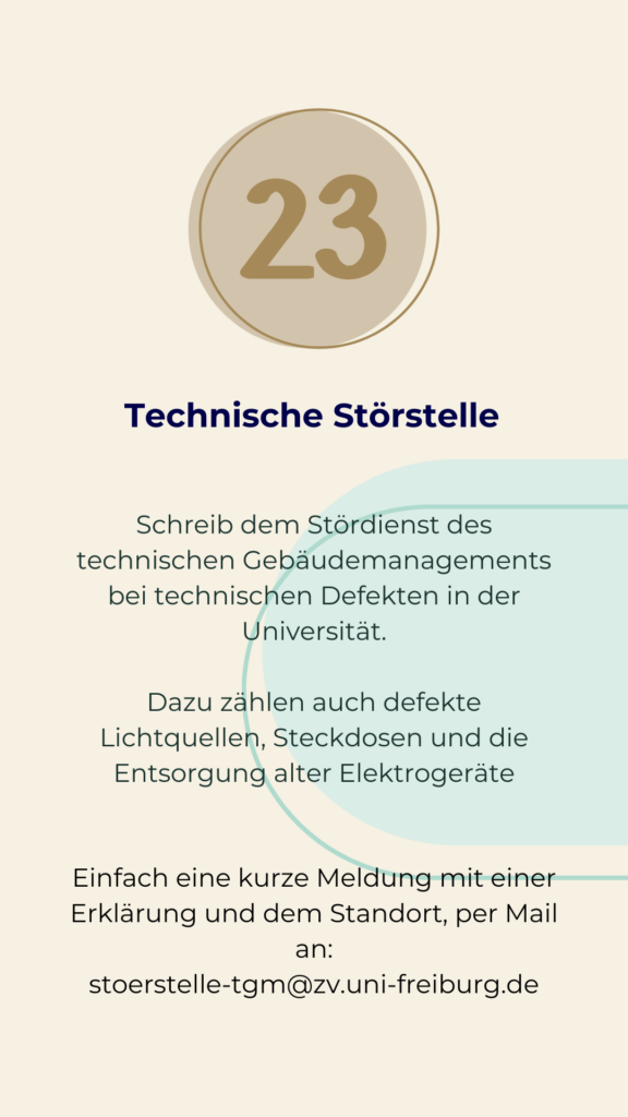 Tür 23 Technische Störstelle Fehler Melden bei defekten Lampen etc.