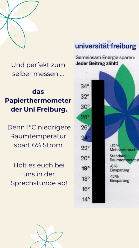 Tür 7 Papierthermometer der Uni Freiburg. Abholen in der Sprechstunde