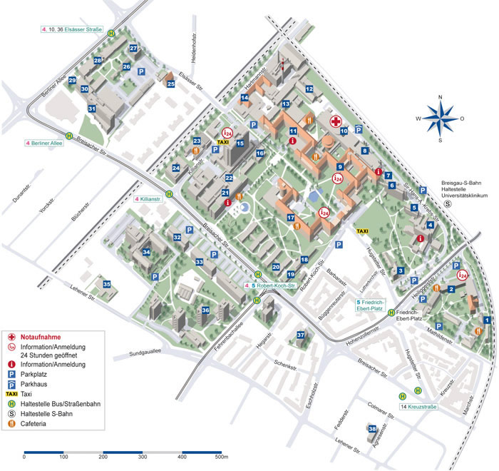 Lageplan des Universitätsklinikums