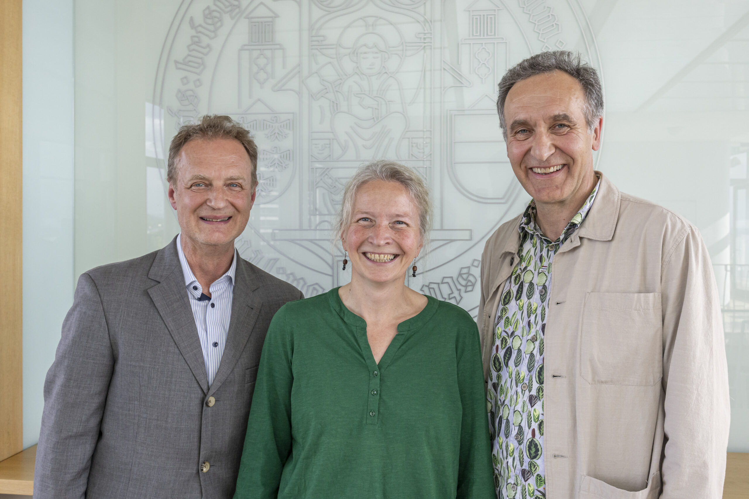 Sprecher:innen des Exzellenzclusters "Future Forests": Marc Hanewinkel, Friederike Lang und Jürgen Bauhus