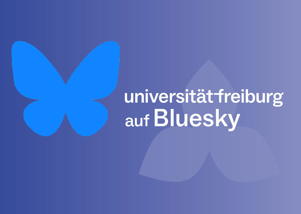 Grafik mit blauem Schmetterling, dem Logo von Bluesky